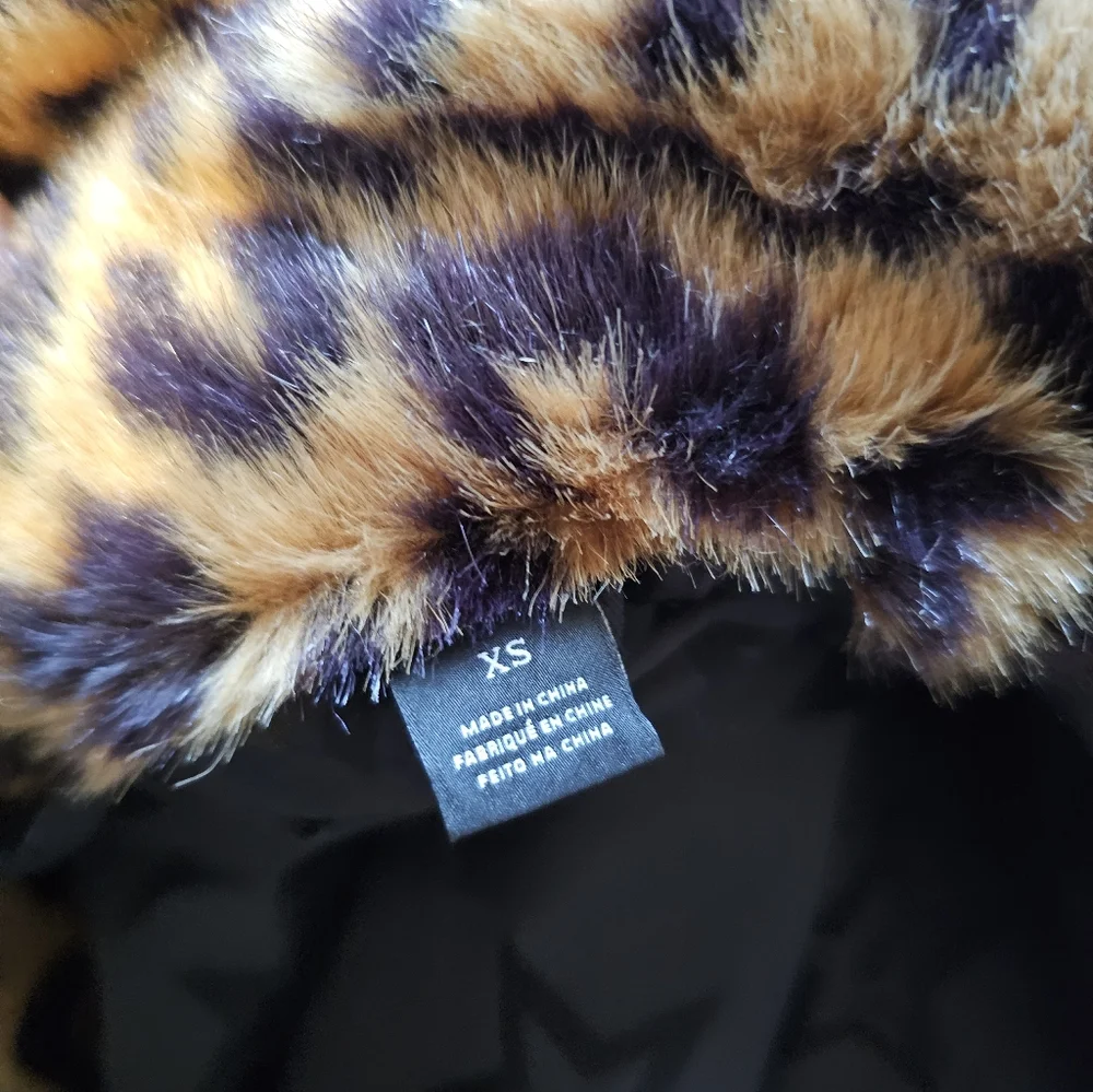 Scotch & Soda Contrast Faux Leopard Coat Size XS